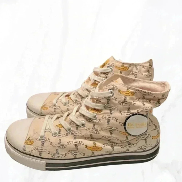 Ben Sherman x Beatles yellow and cream laceup ankle casual  sneakers 12 - Picture 5 of 6